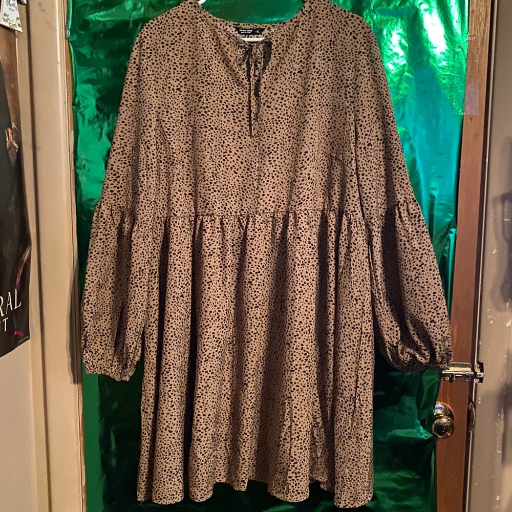 Plus Size Black Polka-dotted Dress